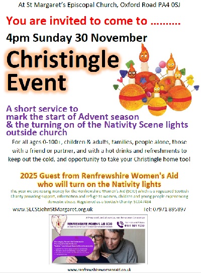 St Margarets Renfrew 4pm Sunday 30 November Christingle Event