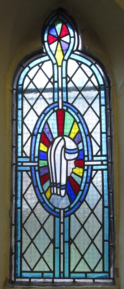 Stained glass window in the lady chapel
